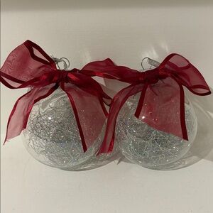 2 Silver and Plum Christmas Ornaments + Free Sparkly Ornament.